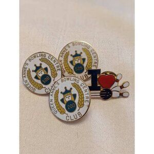 Set of Collectible Bowling Club Memorabilia Pins | Bowling Club Members Club Pin